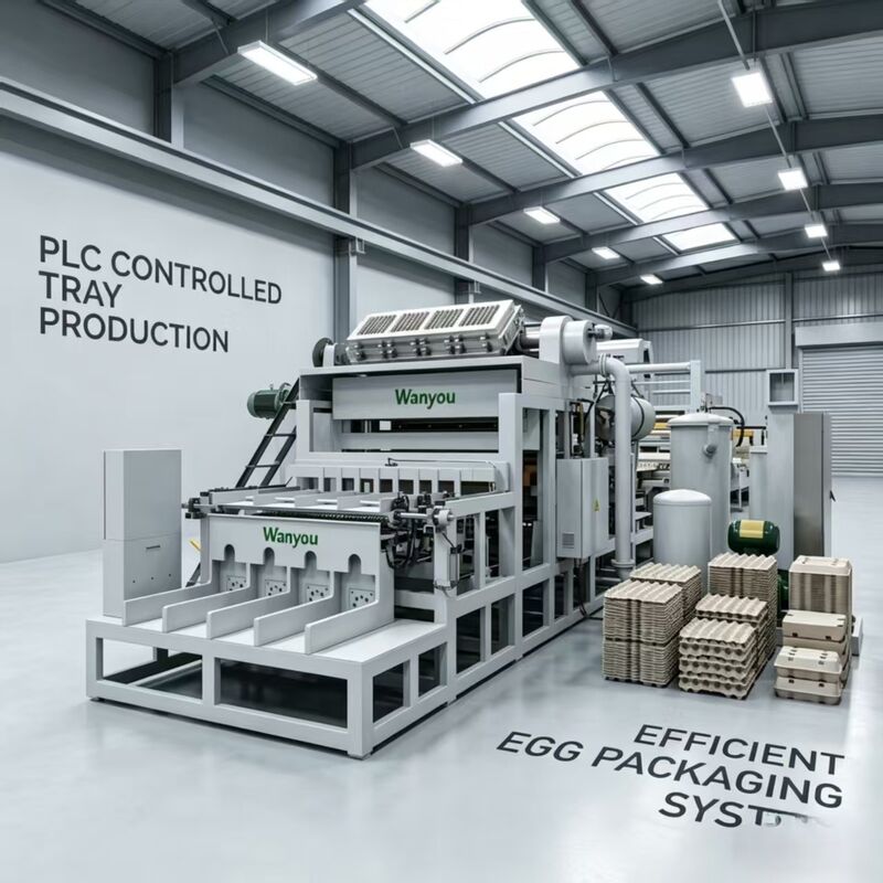WANYOU WY-P6 Máquina rotativa de moldagem de bandejas de ovos com controle automático PLC para 2000-3000 pcs/h Produção utilizando pasta de papel reciclado